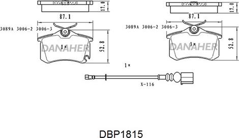 Danaher DBP1815 - Гальмівні колодки, дискові гальма autocars.com.ua
