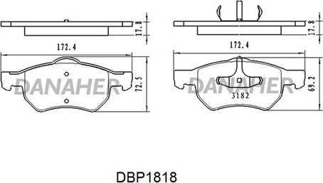 Danaher DBP1818 - Гальмівні колодки, дискові гальма autocars.com.ua