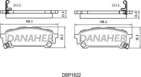 Danaher DBP1822 - Тормозные колодки, дисковые, комплект autodnr.net