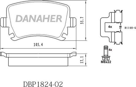 Danaher DBP1824-02 - Гальмівні колодки, дискові гальма autocars.com.ua