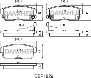 Danaher DBP1829 - Тормозные колодки, дисковые, комплект autodnr.net