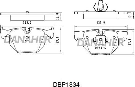 Danaher DBP1834 - Гальмівні колодки, дискові гальма autocars.com.ua