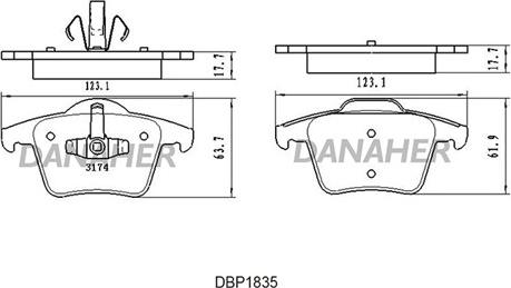 Danaher DBP1835 - Гальмівні колодки, дискові гальма autocars.com.ua