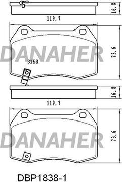 Danaher DBP1838/1 - Гальмівні колодки, дискові гальма autocars.com.ua