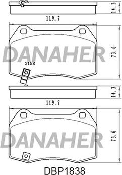 Danaher DBP1838 - Гальмівні колодки, дискові гальма autocars.com.ua
