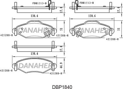 Danaher DBP1840 - Гальмівні колодки, дискові гальма autocars.com.ua