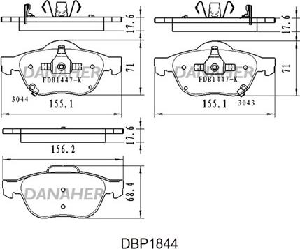 Danaher DBP1844 - Гальмівні колодки, дискові гальма autocars.com.ua