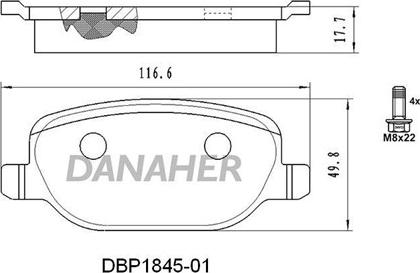 Danaher DBP1845-01 - Тормозные колодки, дисковые, комплект autodnr.net