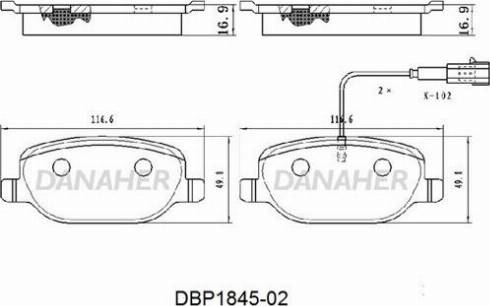 Danaher DBP1845-02 - Гальмівні колодки, дискові гальма autocars.com.ua