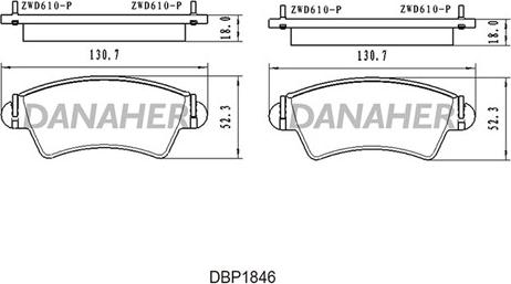 Danaher DBP1846 - Гальмівні колодки, дискові гальма autocars.com.ua