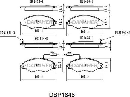 Danaher DBP1848 - Гальмівні колодки, дискові гальма autocars.com.ua