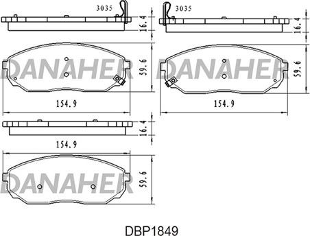 Danaher DBP1849 - Гальмівні колодки, дискові гальма autocars.com.ua