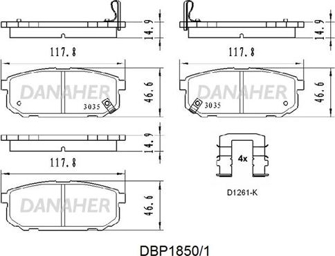 Danaher DBP1850/1 - Гальмівні колодки, дискові гальма autocars.com.ua