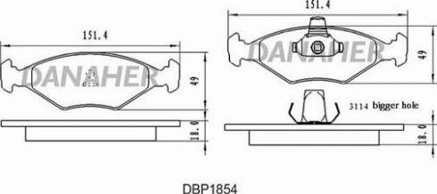 Danaher DBP1854 - Гальмівні колодки, дискові гальма autocars.com.ua