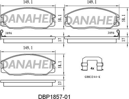 Danaher DBP1857-01 - Гальмівні колодки, дискові гальма autocars.com.ua
