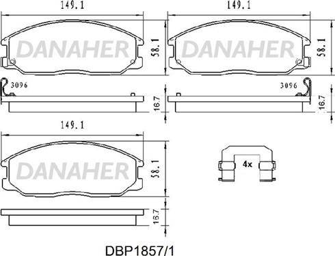 Danaher DBP1857/1 - Гальмівні колодки, дискові гальма autocars.com.ua