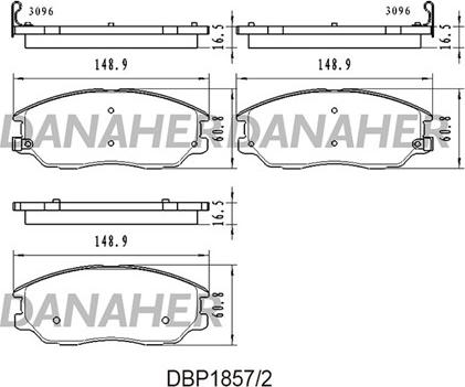 Danaher DBP1857/2 - Гальмівні колодки, дискові гальма autocars.com.ua