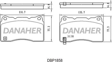 Danaher DBP1858 - Гальмівні колодки, дискові гальма autocars.com.ua