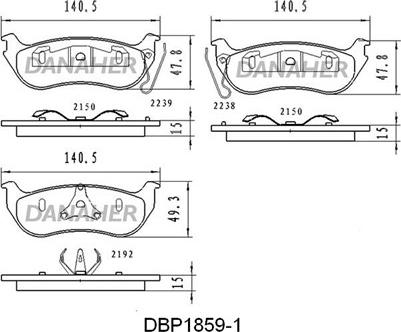 Danaher DBP1859/1 - Гальмівні колодки, дискові гальма autocars.com.ua