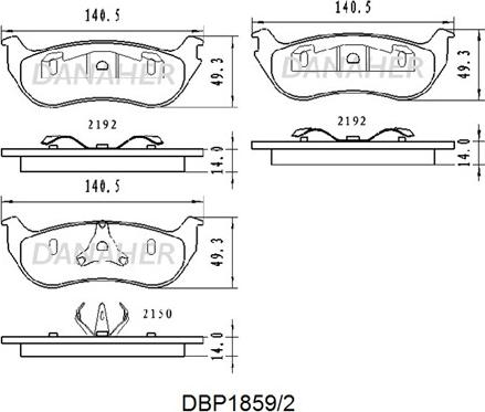 Danaher DBP1859/2 - Гальмівні колодки, дискові гальма autocars.com.ua