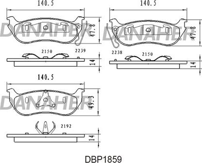 Danaher DBP1859 - Гальмівні колодки, дискові гальма autocars.com.ua
