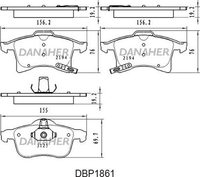 Danaher DBP1861 - Тормозные колодки, дисковые, комплект autodnr.net
