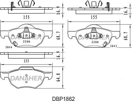 Danaher DBP1862 - Тормозные колодки, дисковые, комплект autodnr.net