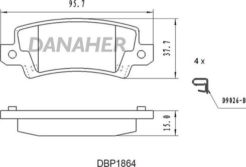 Danaher DBP1864 - Гальмівні колодки, дискові гальма autocars.com.ua