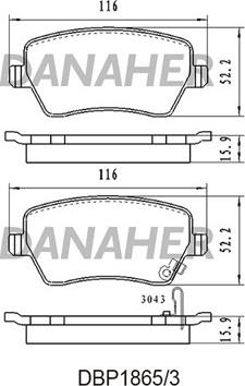 Danaher DBP1865/3 - Гальмівні колодки, дискові гальма autocars.com.ua