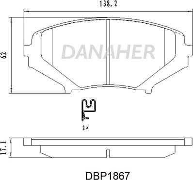 Danaher DBP1867 - Гальмівні колодки, дискові гальма autocars.com.ua