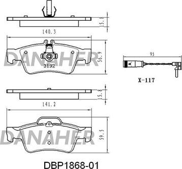 Danaher DBP1868-01 - Гальмівні колодки, дискові гальма autocars.com.ua