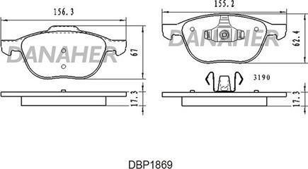 Danaher DBP1869 - Гальмівні колодки, дискові гальма autocars.com.ua