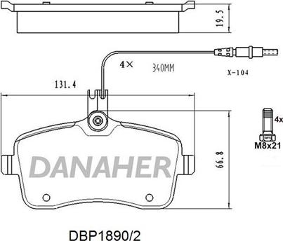 Danaher DBP1890/2 - Гальмівні колодки, дискові гальма autocars.com.ua