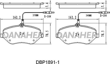 Danaher DBP1891/1 - Гальмівні колодки, дискові гальма autocars.com.ua