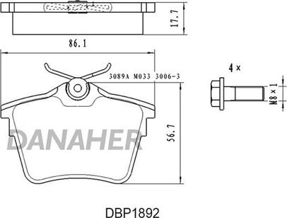 Danaher DBP1892 - Гальмівні колодки, дискові гальма autocars.com.ua