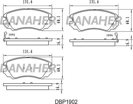 Danaher DBP1902 - Гальмівні колодки, дискові гальма autocars.com.ua