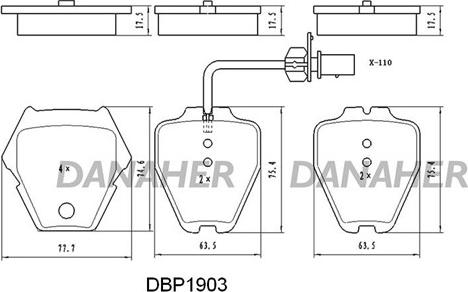 Danaher DBP1903 - Гальмівні колодки, дискові гальма autocars.com.ua