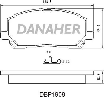 Danaher DBP1908 - Гальмівні колодки, дискові гальма autocars.com.ua