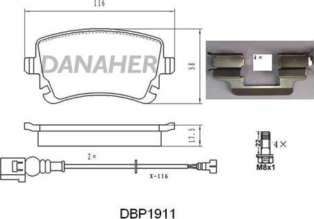 Danaher DBP1911 - Гальмівні колодки, дискові гальма autocars.com.ua