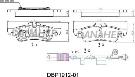 Danaher DBP1912-01 - Гальмівні колодки, дискові гальма autocars.com.ua