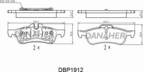 Danaher DBP1912 - Гальмівні колодки, дискові гальма autocars.com.ua