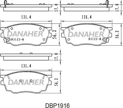 Danaher DBP1916 - Гальмівні колодки, дискові гальма autocars.com.ua