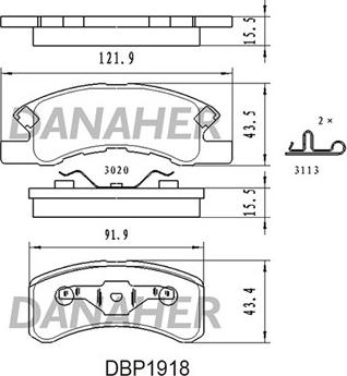 Danaher DBP1918 - Гальмівні колодки, дискові гальма autocars.com.ua