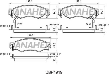 Danaher DBP1919 - Гальмівні колодки, дискові гальма autocars.com.ua