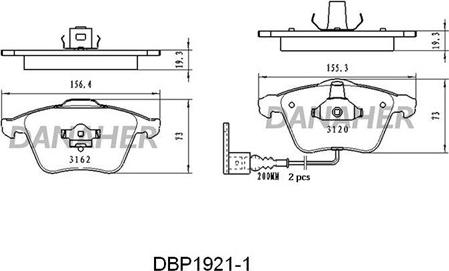 Danaher DBP1921/1 - Гальмівні колодки, дискові гальма autocars.com.ua