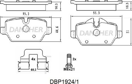 Danaher DBP1924/1 - Гальмівні колодки, дискові гальма autocars.com.ua