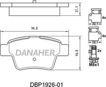Danaher DBP1926-01 - Гальмівні колодки, дискові гальма autocars.com.ua