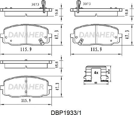 Danaher DBP1933/1 - Гальмівні колодки, дискові гальма autocars.com.ua