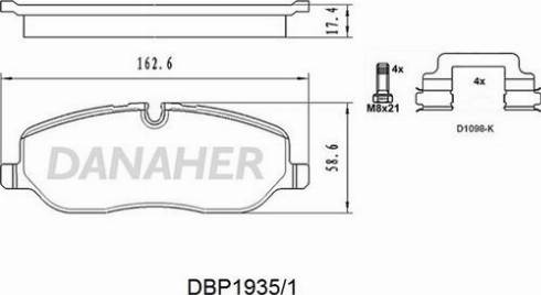 Danaher DBP1935/1 - Гальмівні колодки, дискові гальма autocars.com.ua