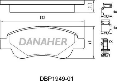 Danaher DBP1949-01 - Гальмівні колодки, дискові гальма autocars.com.ua